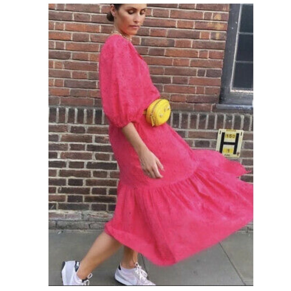 Zara pink embroidered eyelet dress
